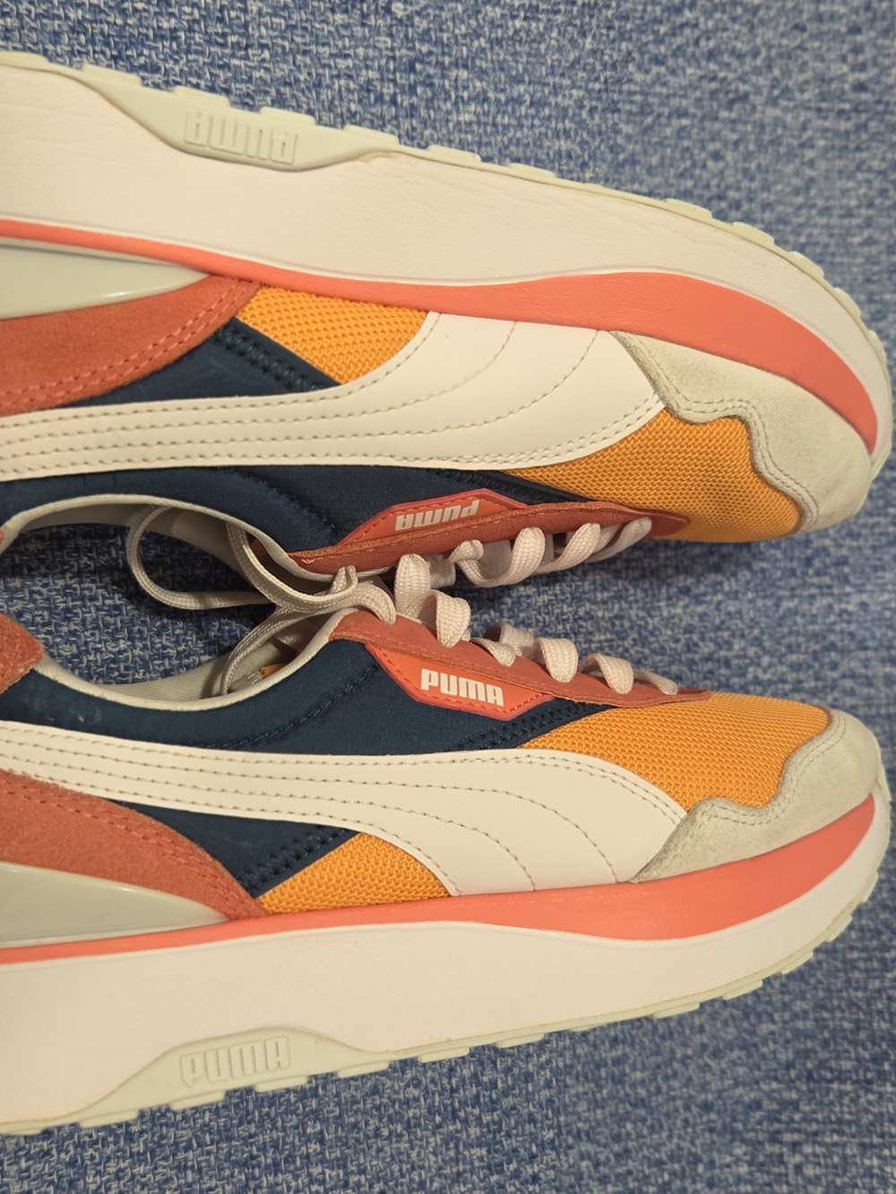 Puma Cruise Rider sneakers Wms 7.5 orange navy blue coral colorway Platform Sole - Picture 6 of 9